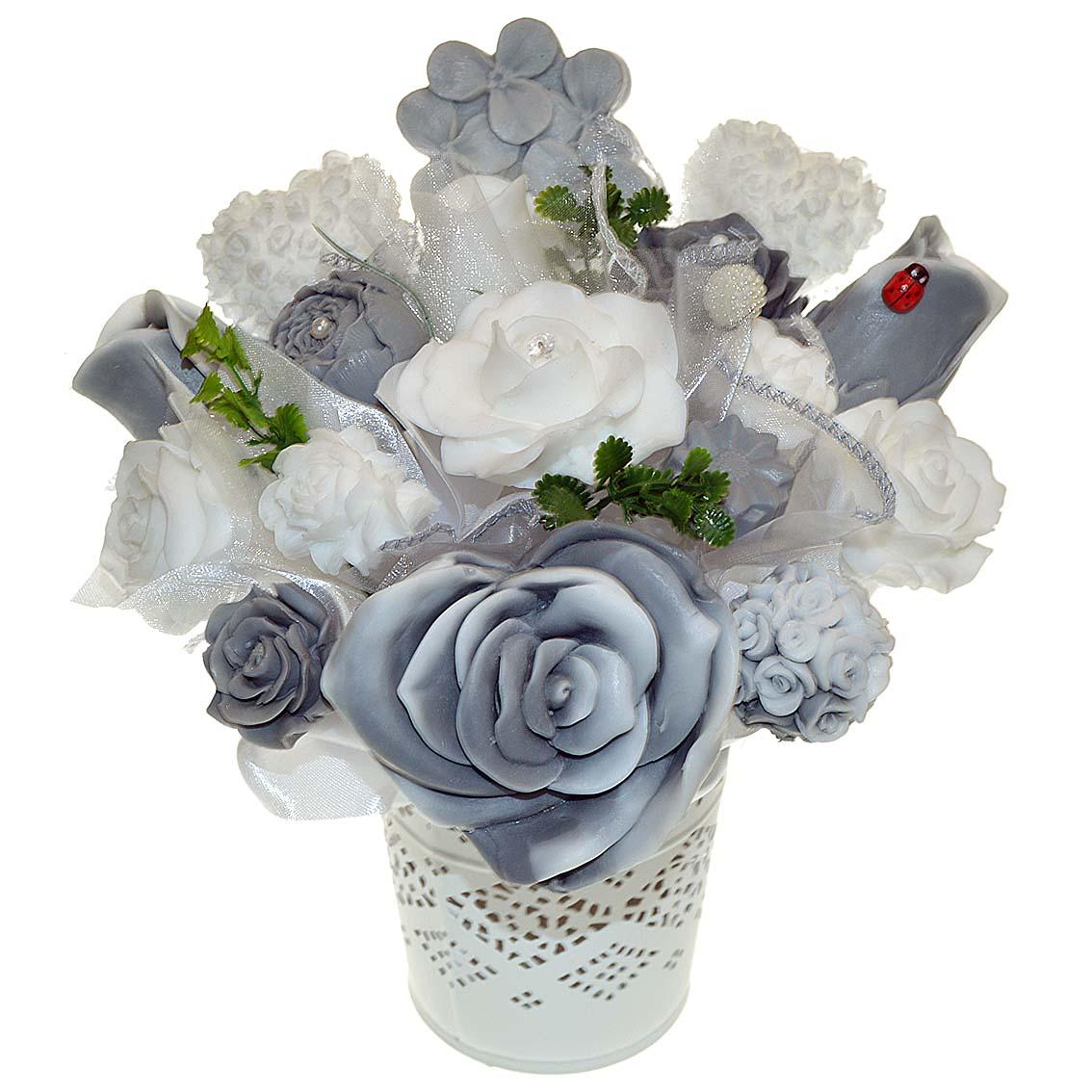 Mydlová Kytica - sivo - biela